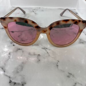Women's Pink Tan Havana Cat Eye Gradient Sunglasses